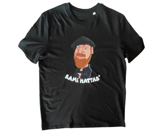Karikatur T-Shirt, Schwarz mit Rami Hattab Karikatur